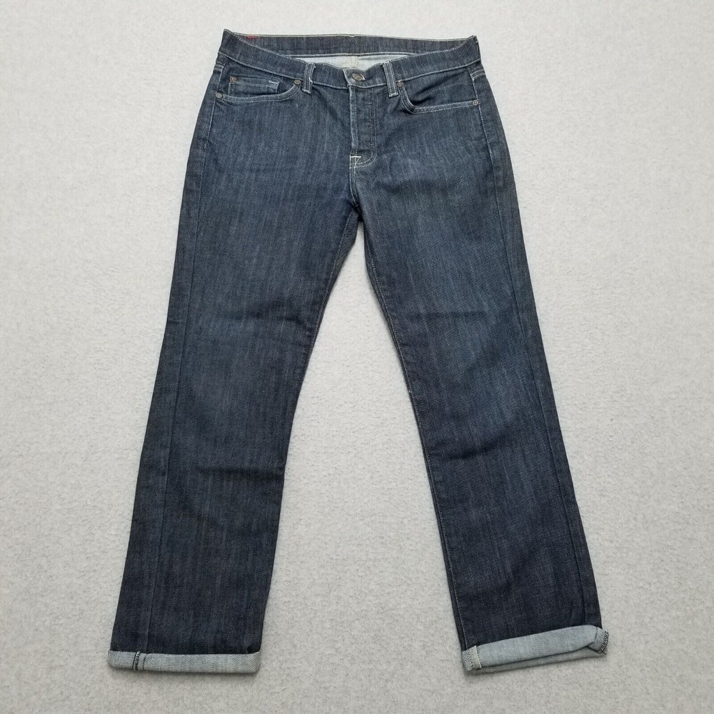 7 For All Mankind‎ Jeans Womens 32x26 Blue Straight Mid Rise Stretch